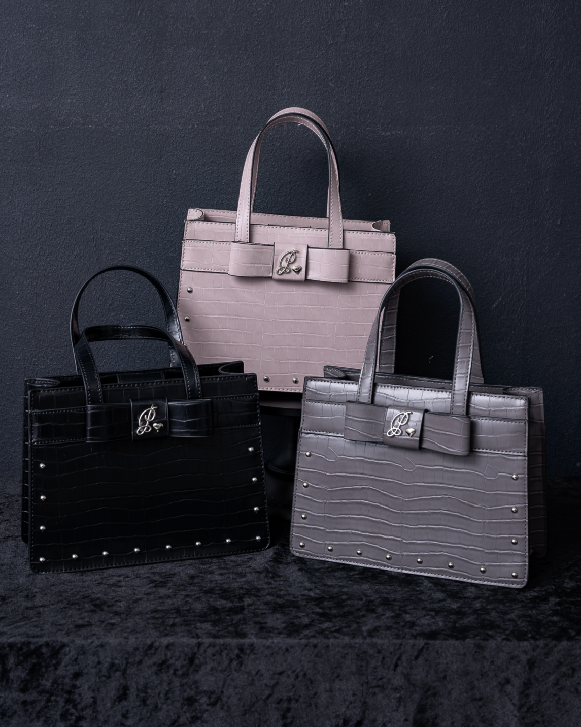 クロコ調スクエアミニトートバッグ