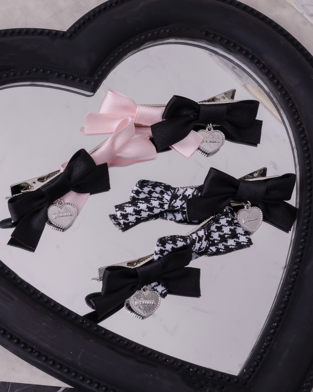 ダブルリボンヘアクリップセット