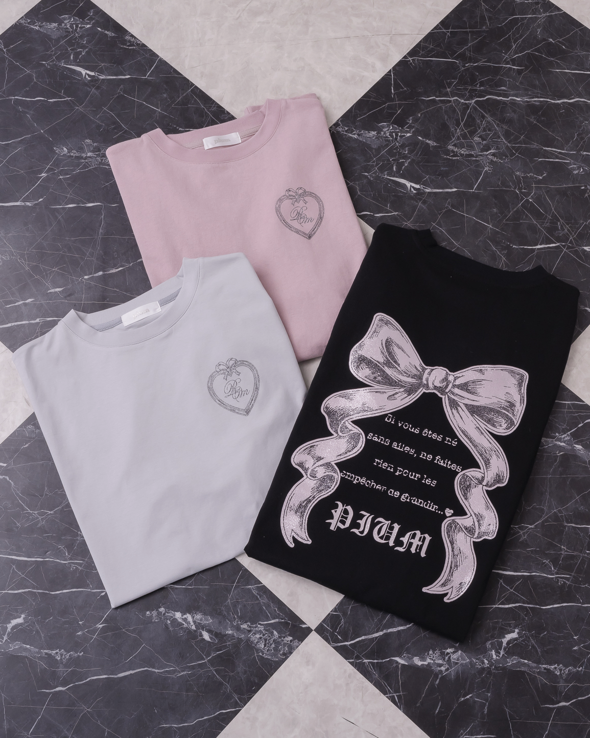 piumリボンラメオーバーサイズ半袖Tシャツ