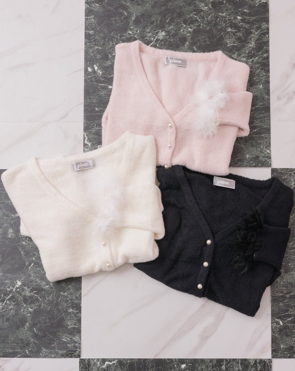 ファー付きマシュマロニットカーディガン