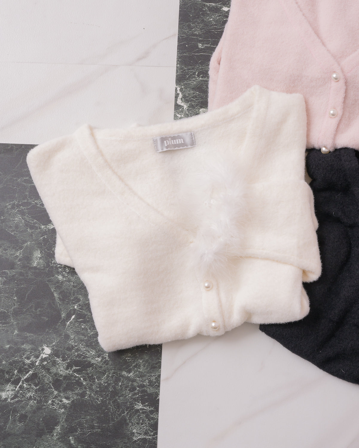 ファー付きマシュマロニットカーディガン