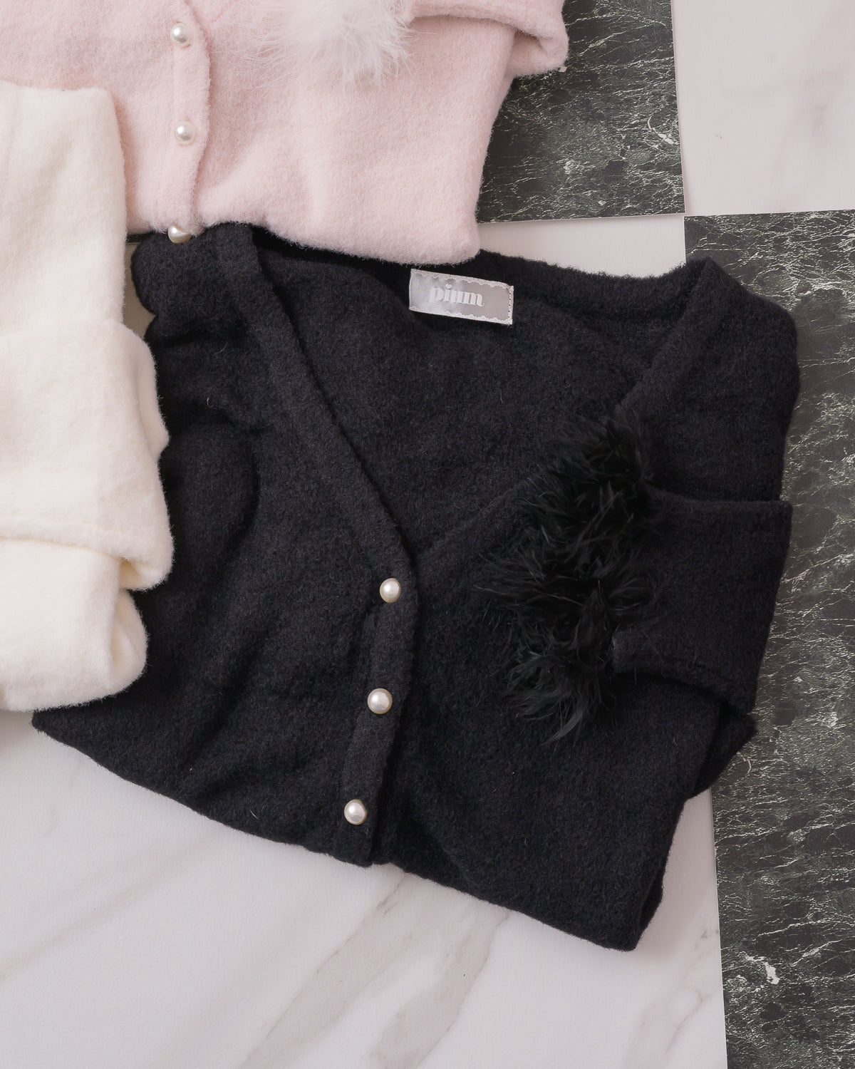 ファー付きマシュマロニットカーディガン