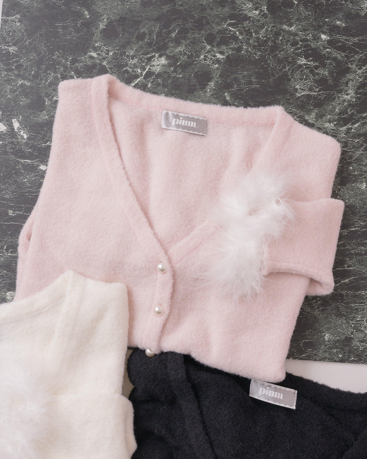 ファー付きマシュマロニットカーディガン