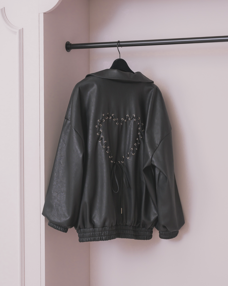 ハートレースアップレザージャケット