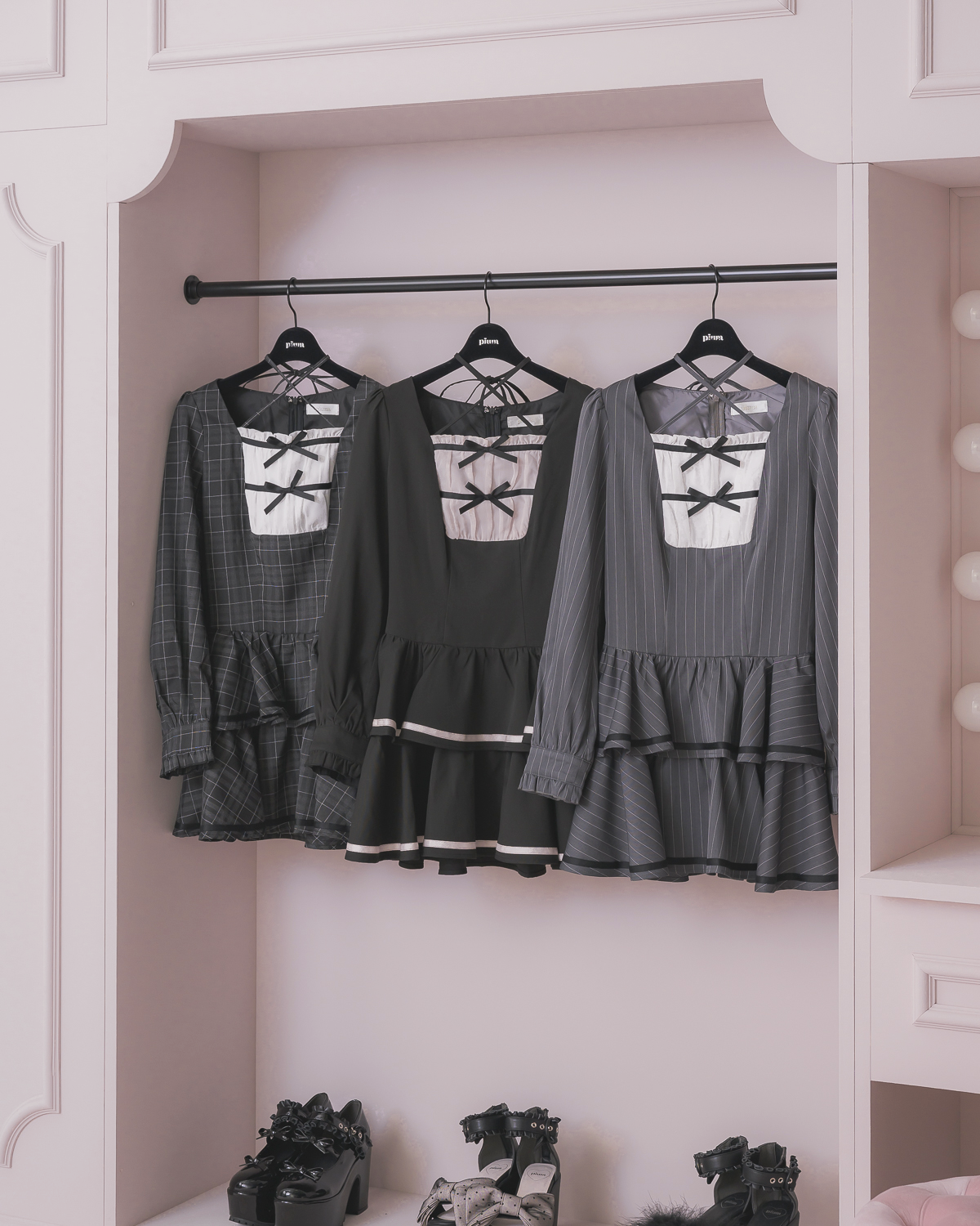 クロステープバイカラーティアードワンピース