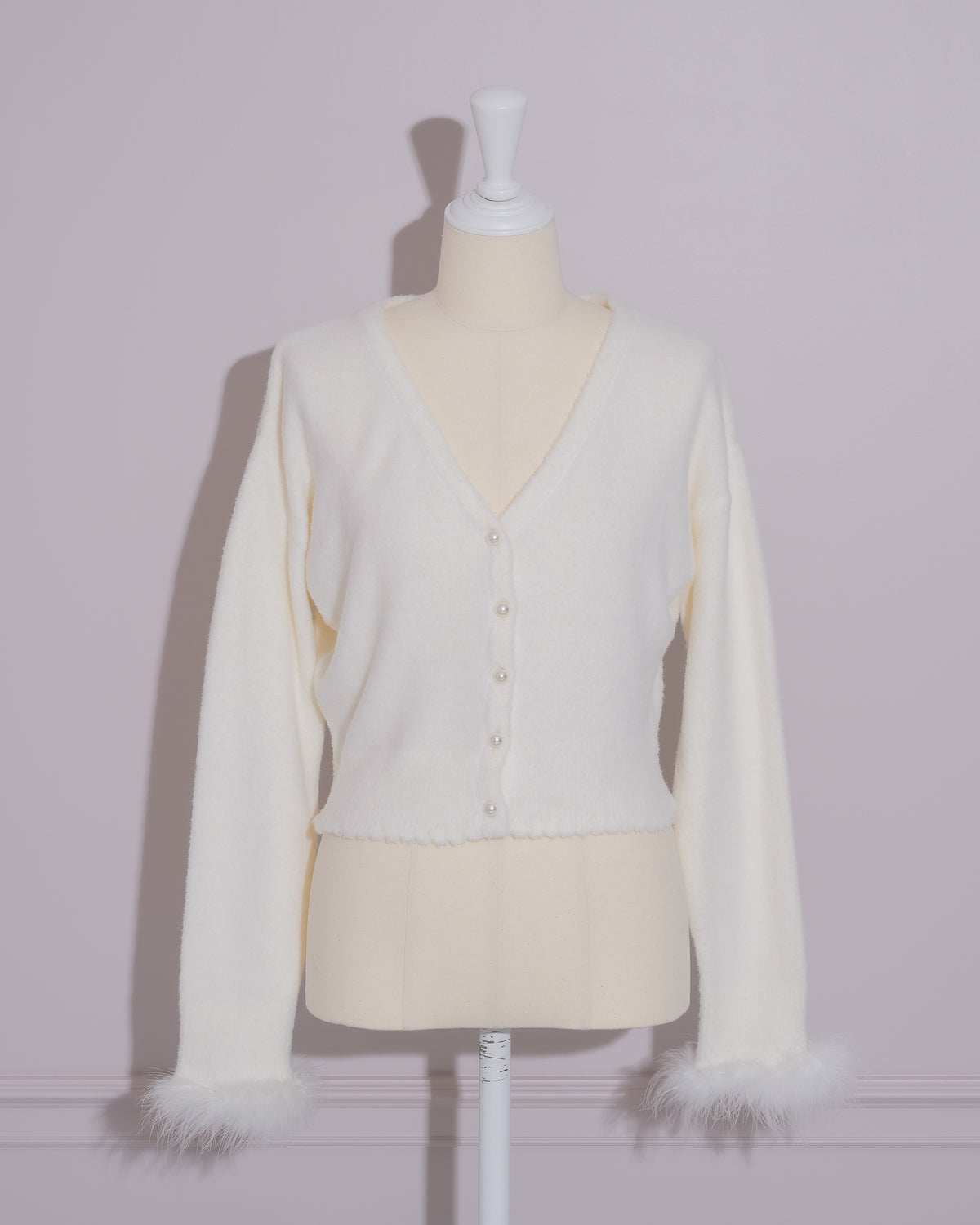 ファー付きマシュマロニットカーディガン