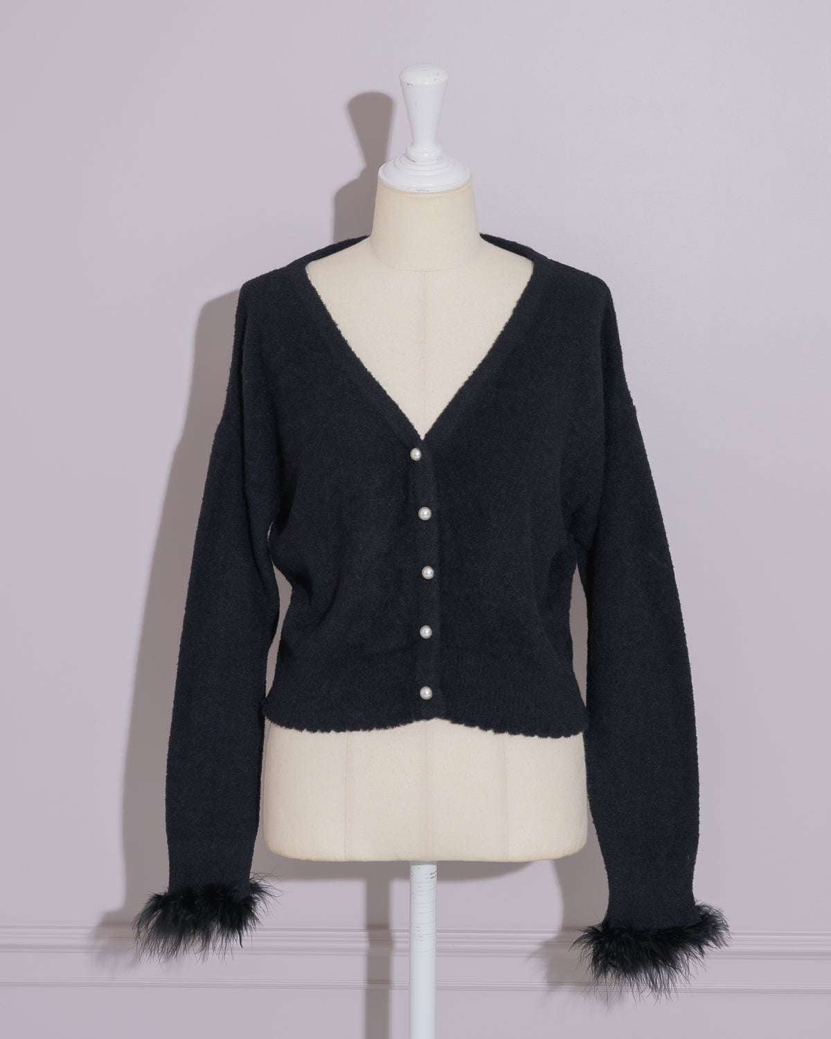 ファー付きマシュマロニットカーディガン