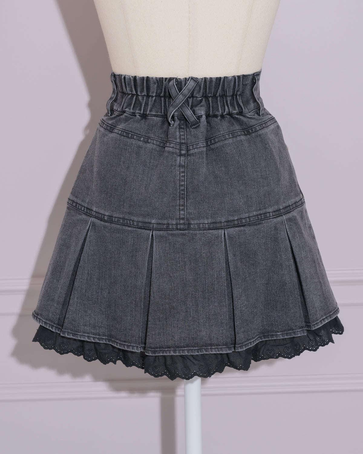 ハートレースデニムプリーツスカート