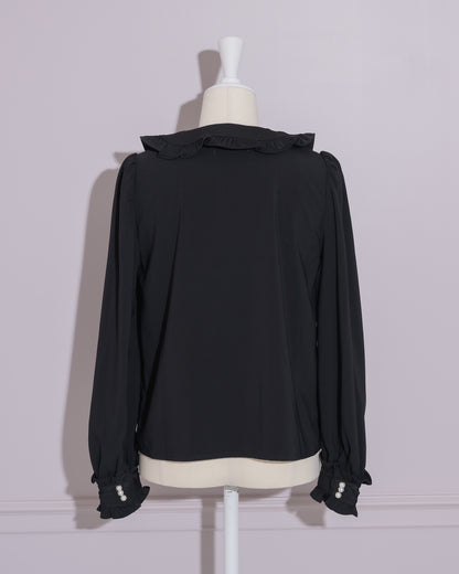 ビジューカラーピンタックフリルブラウス