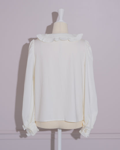 ビジューカラーピンタックフリルブラウス