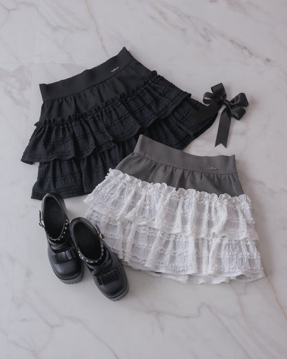 レースミックスティアードスカート