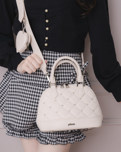 ハートポーチ付きビジューラウンドバッグ