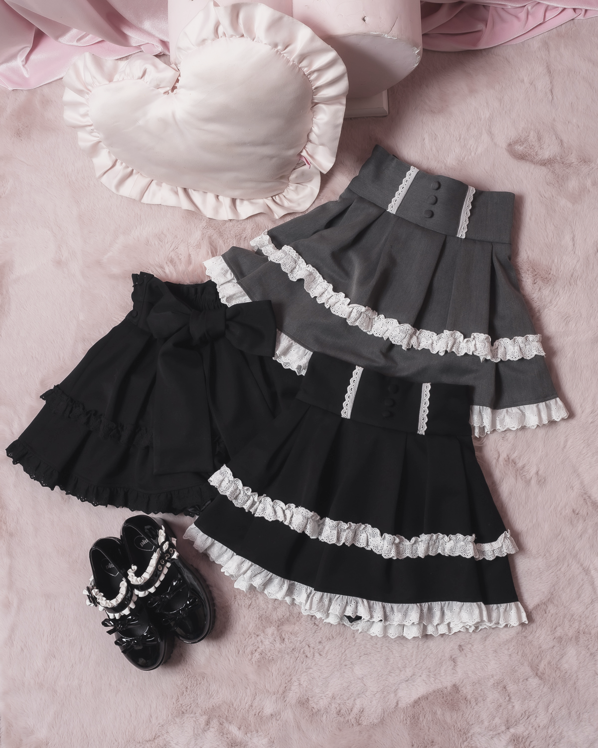 コットンフリルボリュームタックスカート