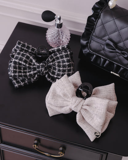 ビッグリボンツイードヘアクリップ