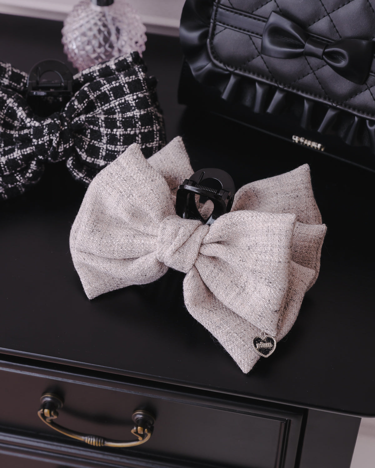 ビッグリボンツイードヘアクリップ – pium