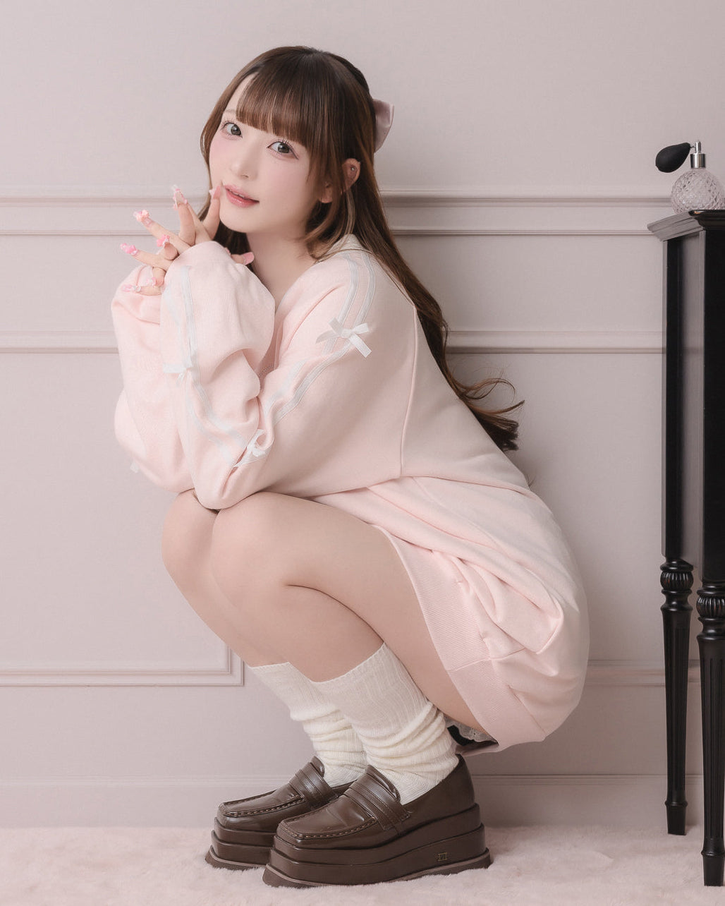 モデル身長：162cm/着用カラー:ピンク