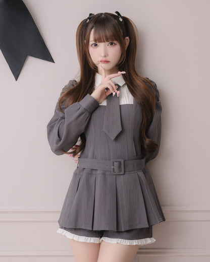 モデル身長：162cm/着用カラー:グレーストライプ