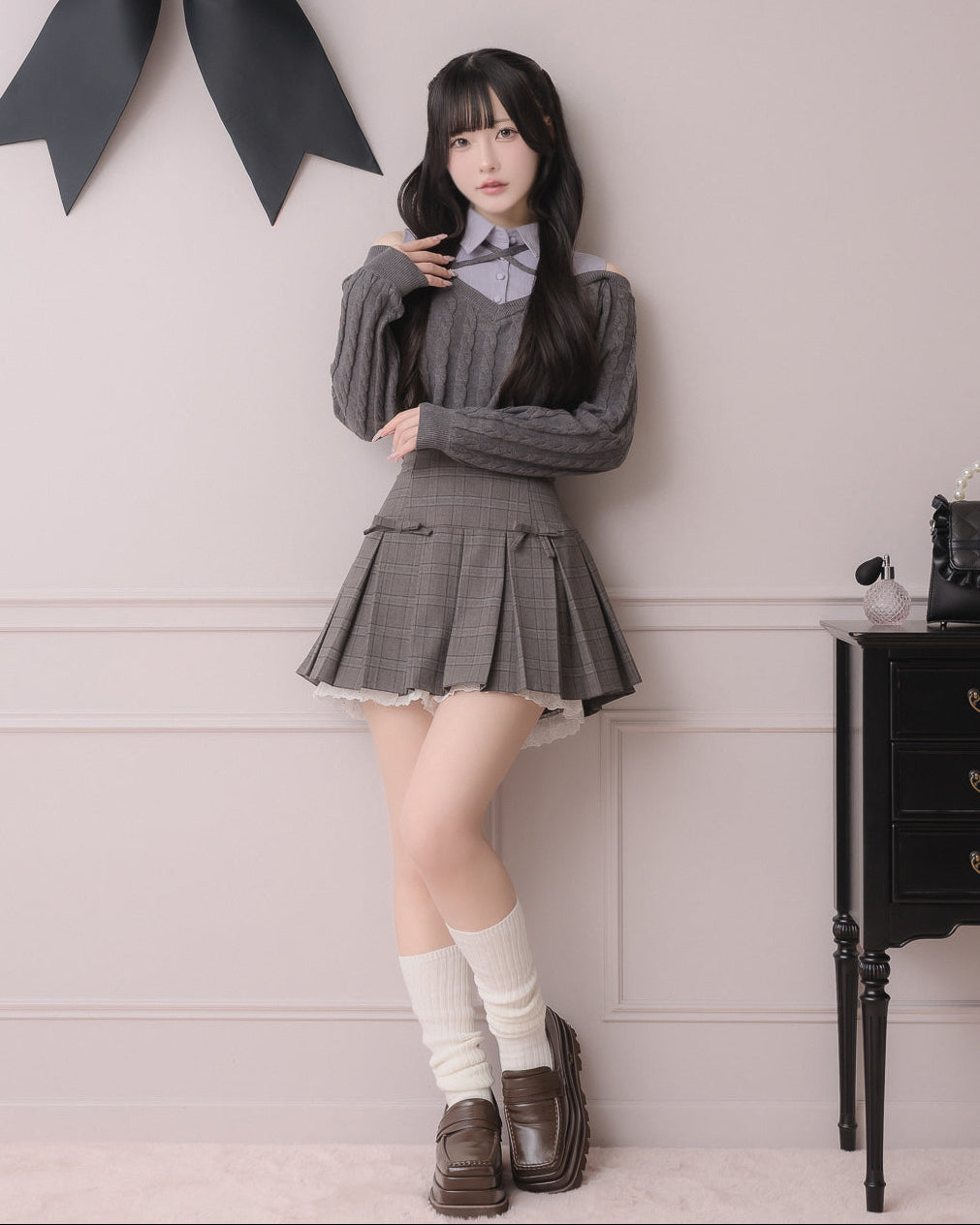 モデル身長：157cm/着用カラー:チャコール