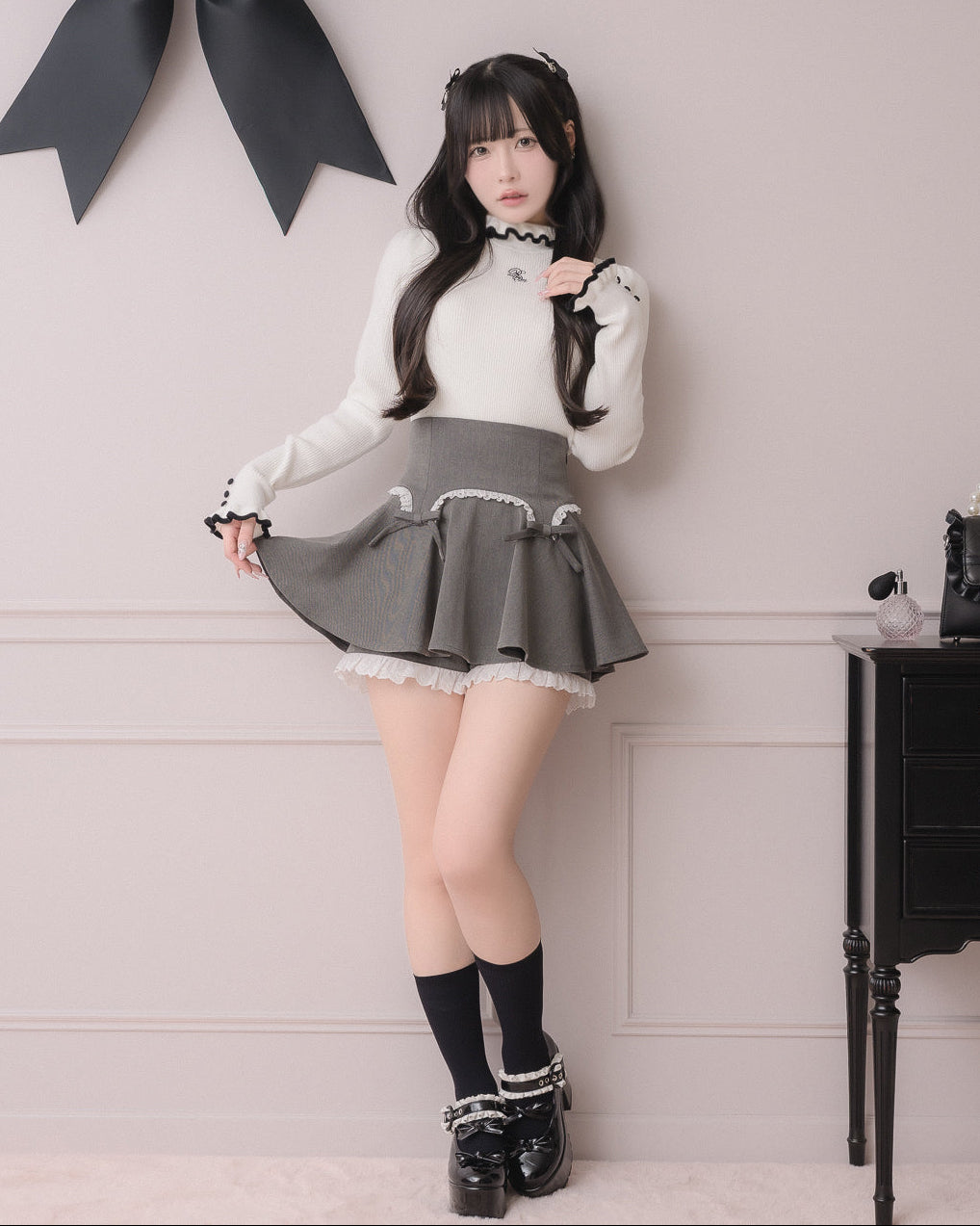 モデル身長：157cm/着用カラー:チャコール