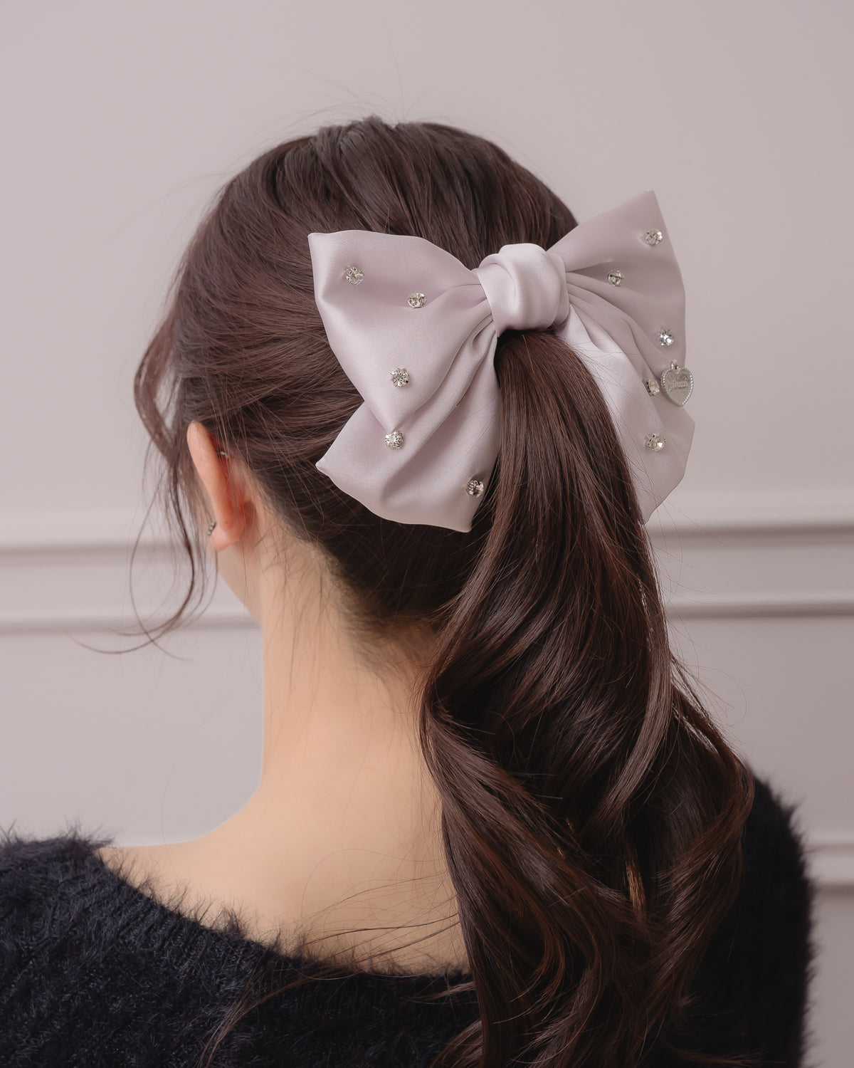 サテンビジュービッグリボンバレッタ