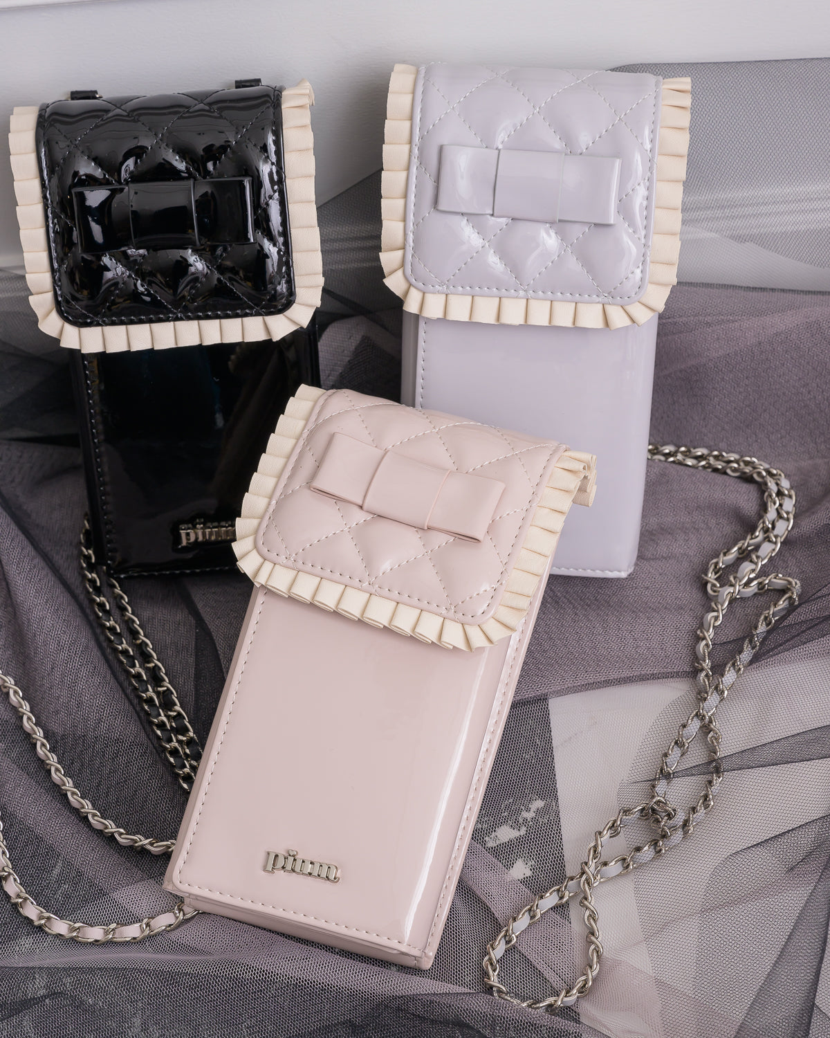 フロントリボンエナメルフォンホルダー