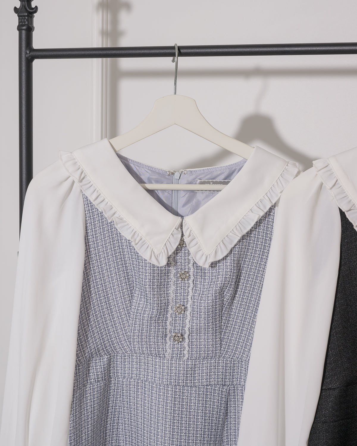 フリルカラーツイードミニワンピース