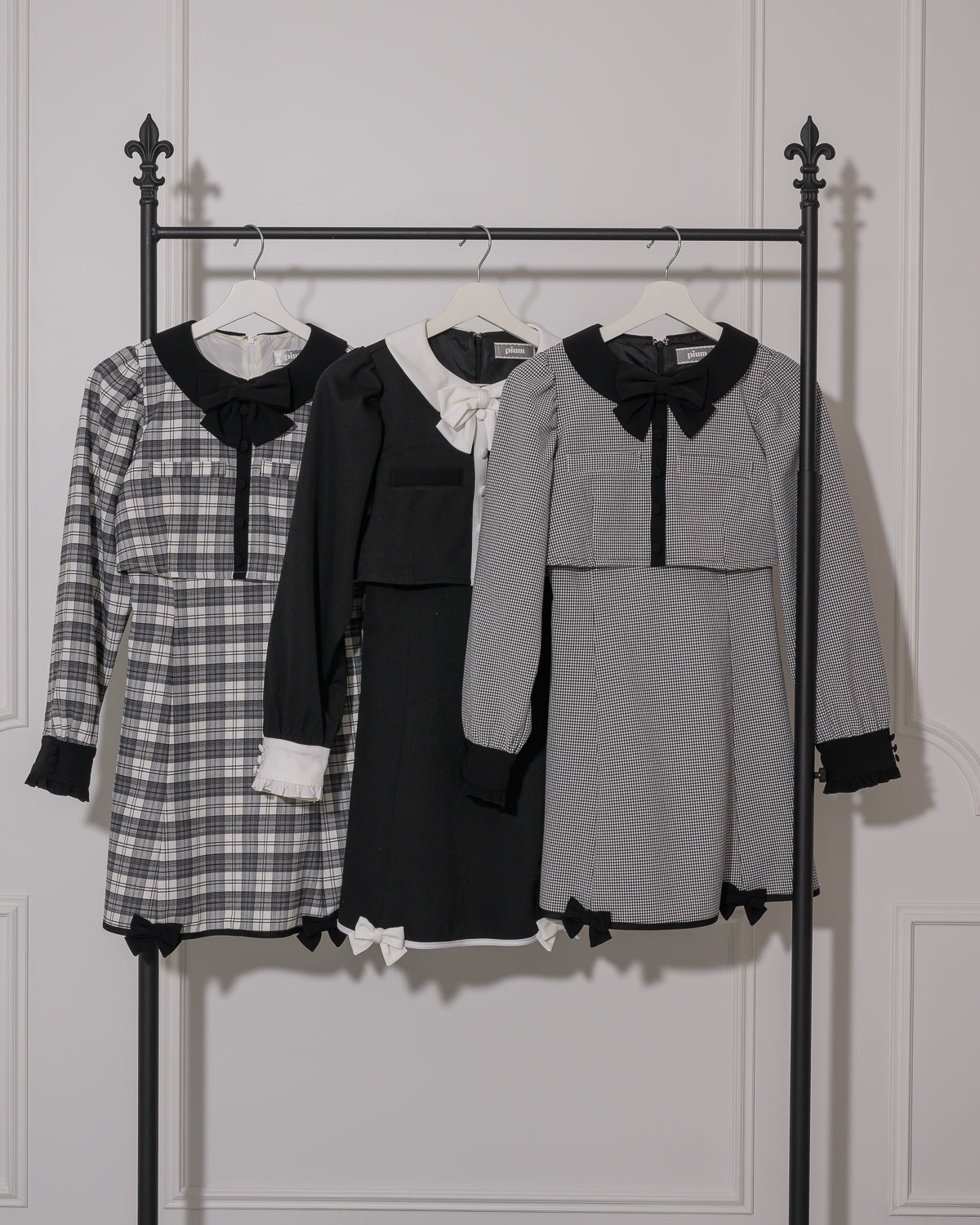 バイカラーリボンレイヤードフレアワンピ