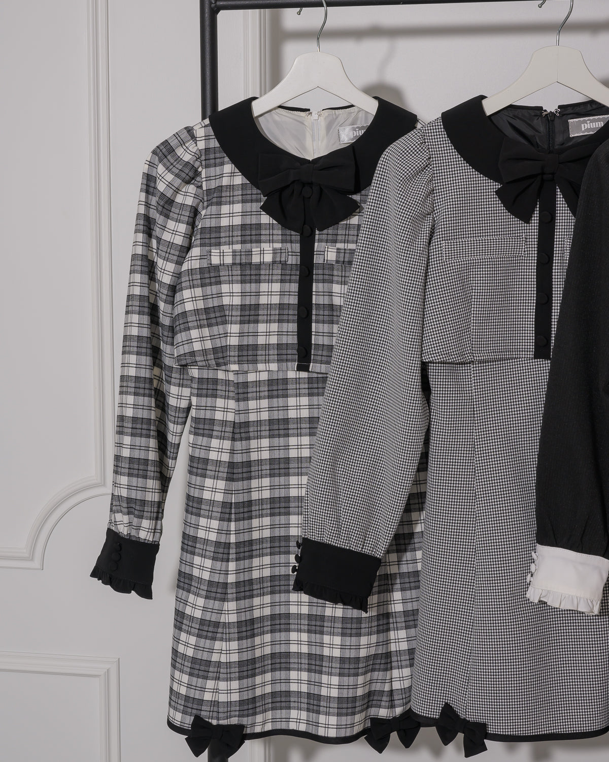 バイカラーリボンレイヤードフレアワンピ