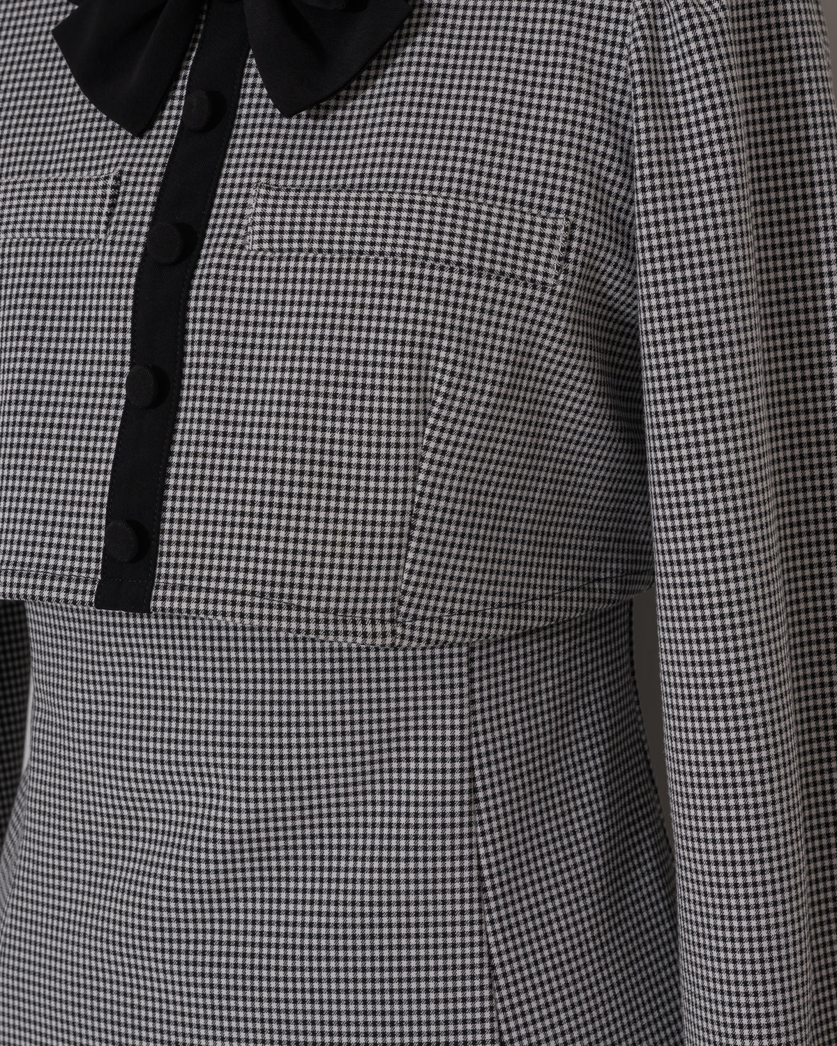 バイカラーリボンレイヤードフレアワンピ