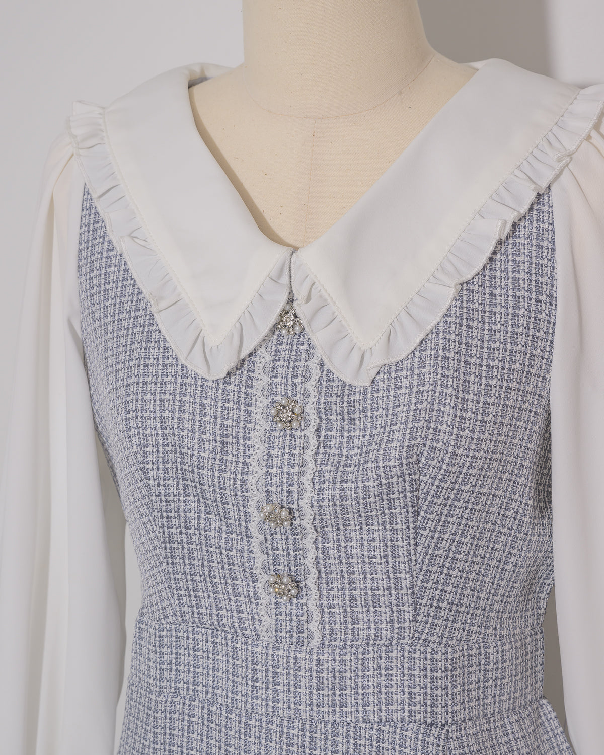 フリルカラーツイードミニワンピース