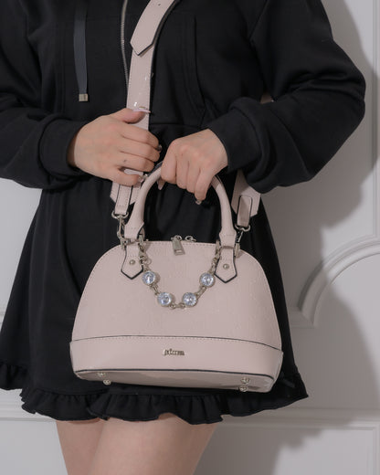 ビジュー付きpiumモノグラムエナメルミニバッグ