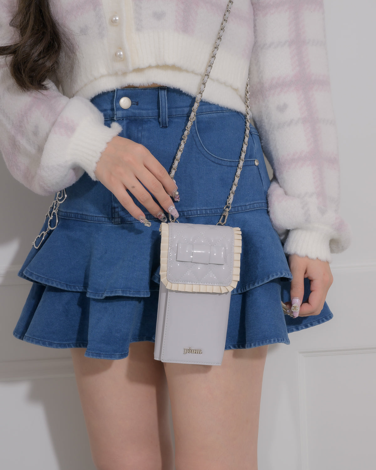 フロントリボンエナメルフォンホルダー