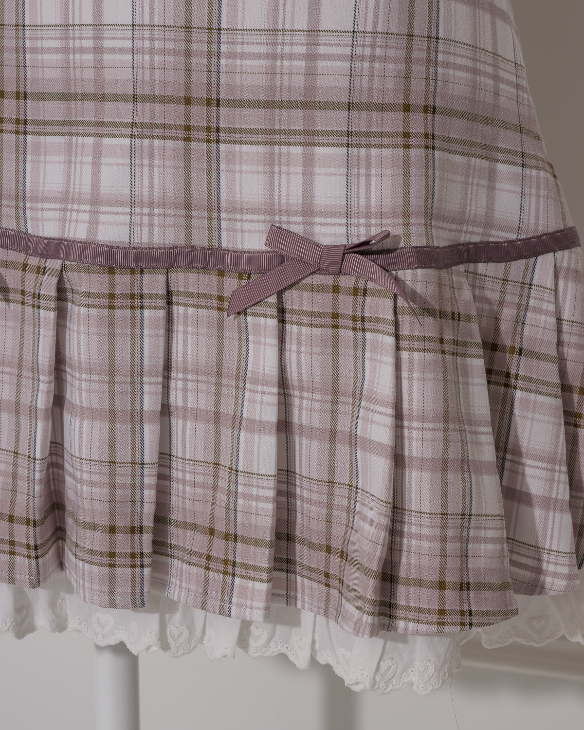 ハートレースチェックプリーツスカート