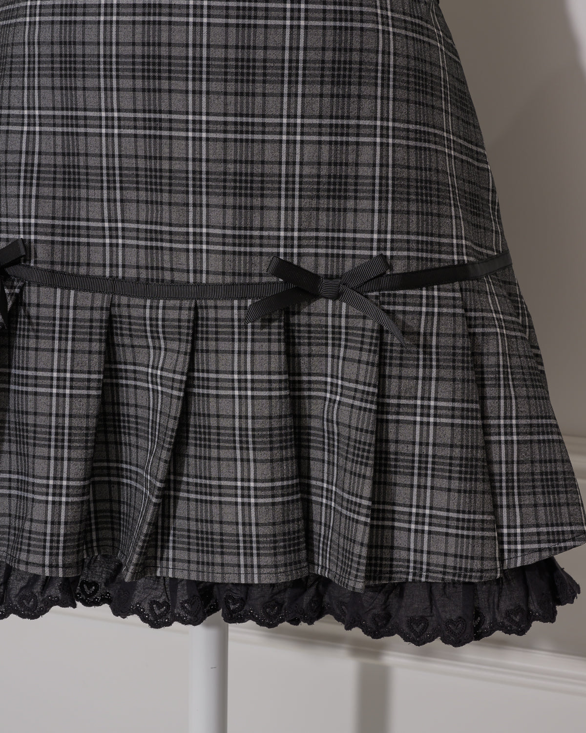ハートレースチェックプリーツスカート