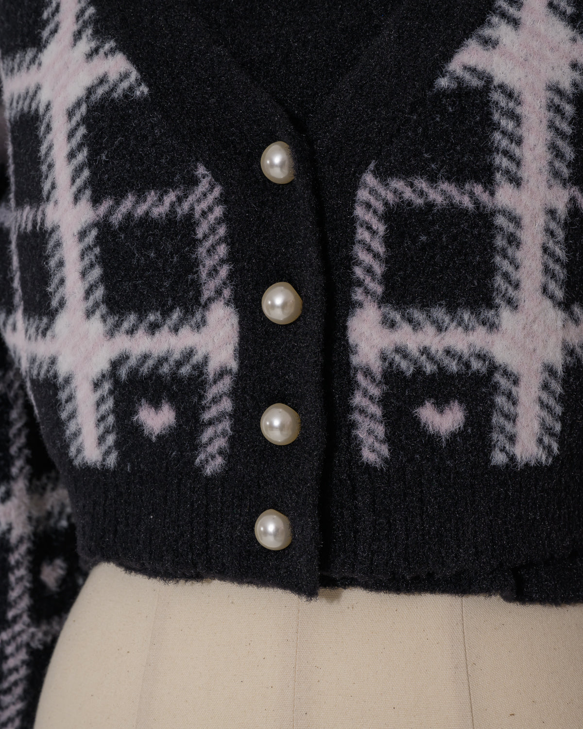 ハートチェックカーデキャミセット