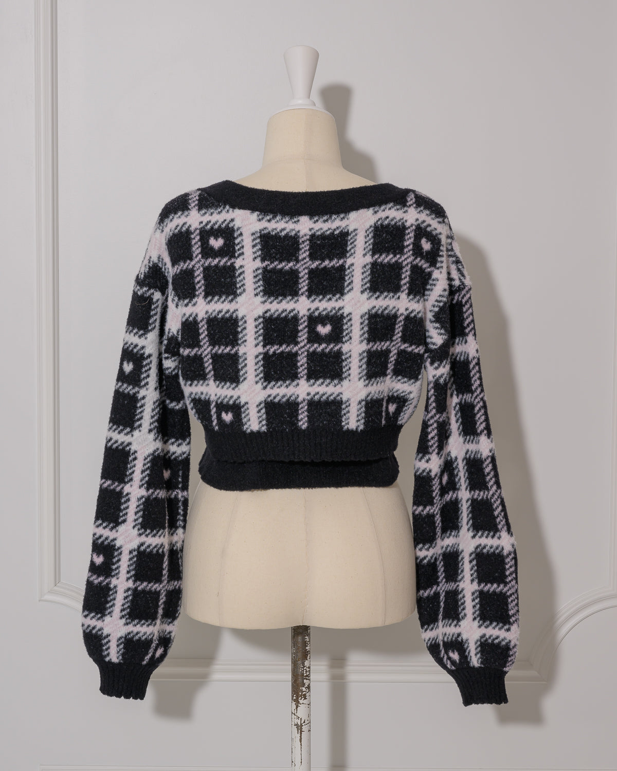 ハートチェックカーデキャミセット