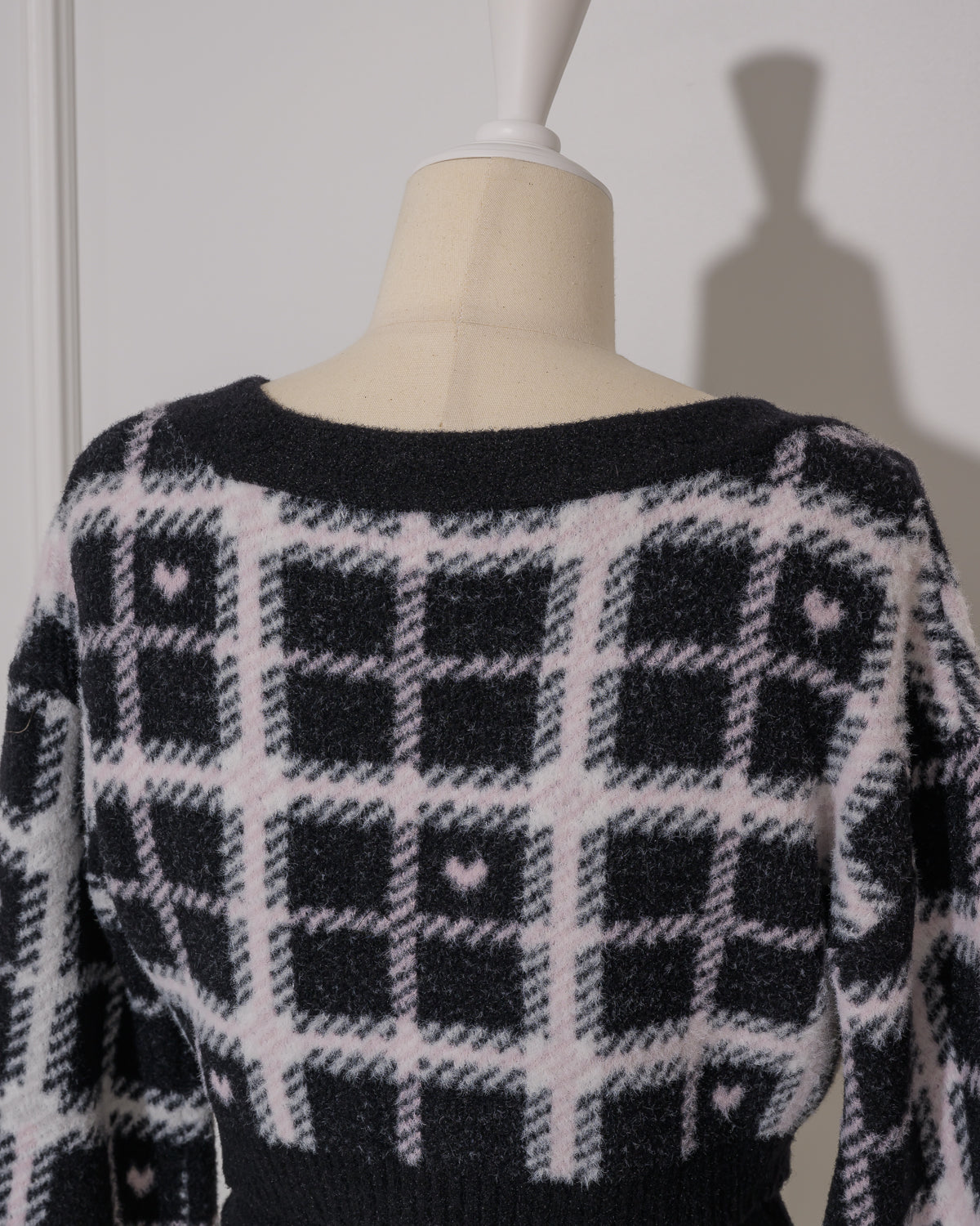 ハートチェックカーデキャミセット