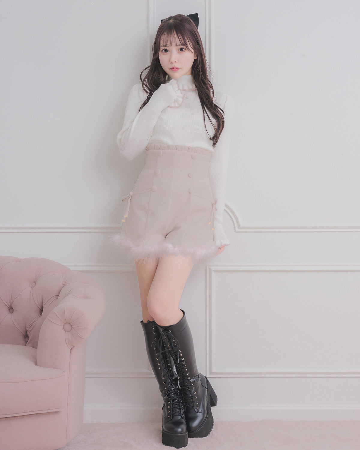 モデル身長：157cm/着用カラー：ペールピンク