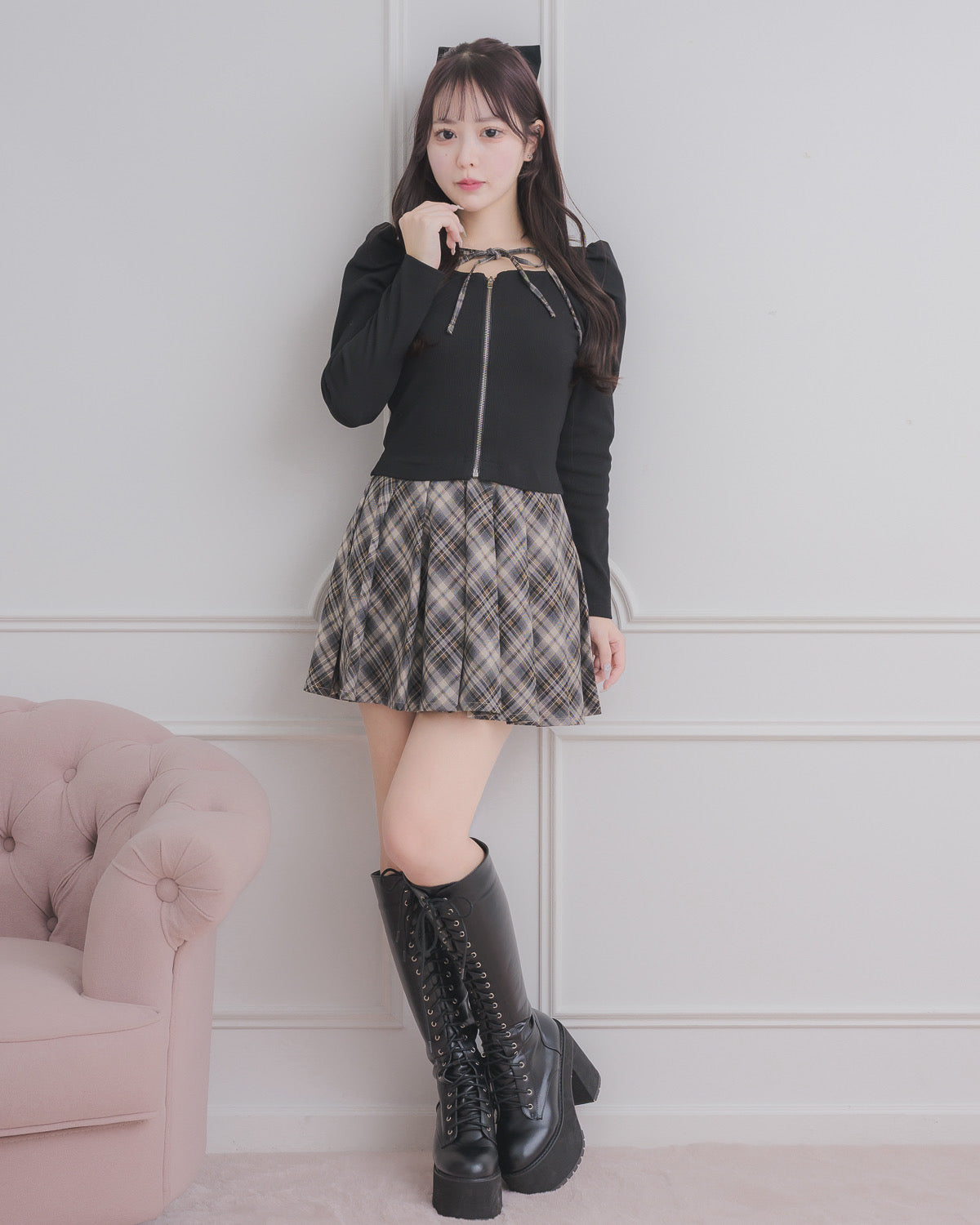 モデル身長：157cm/着用カラー:ブラック