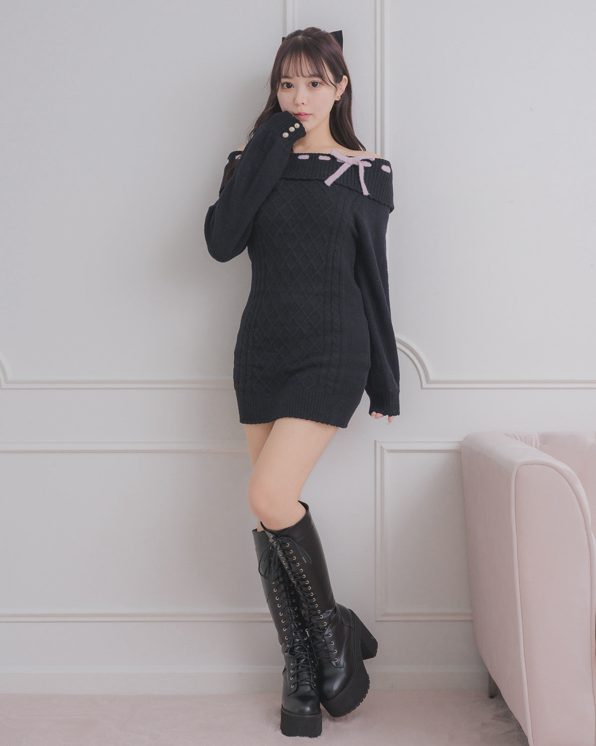 モデル身長：157cm/着用カラー:ブラック