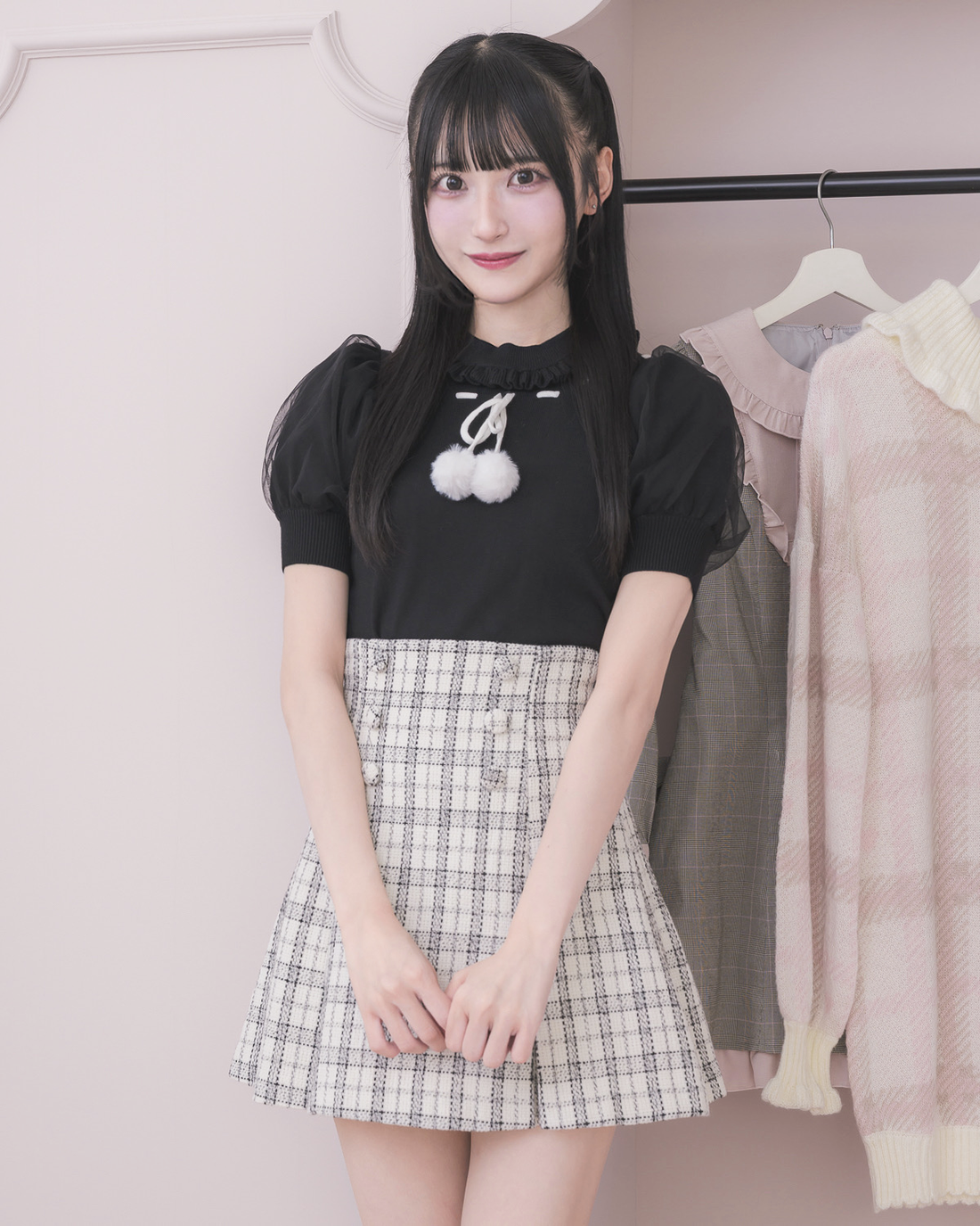 モデル身長：157cm/着用カラー：ブラック