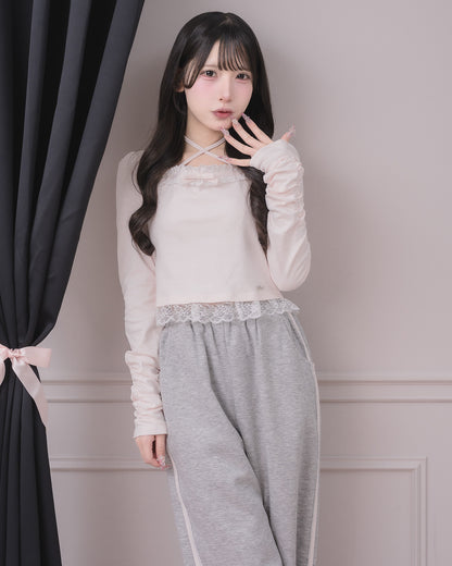 モデル身長：152cm/着用カラー：ピンク×グレー