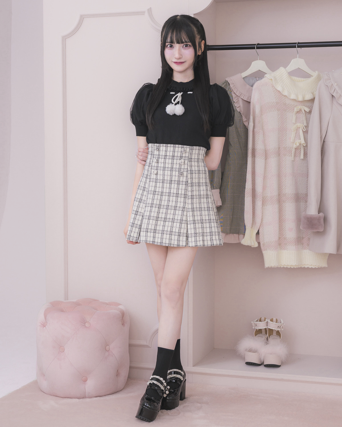 モデル身長:157cm/着用カラー:ブラック