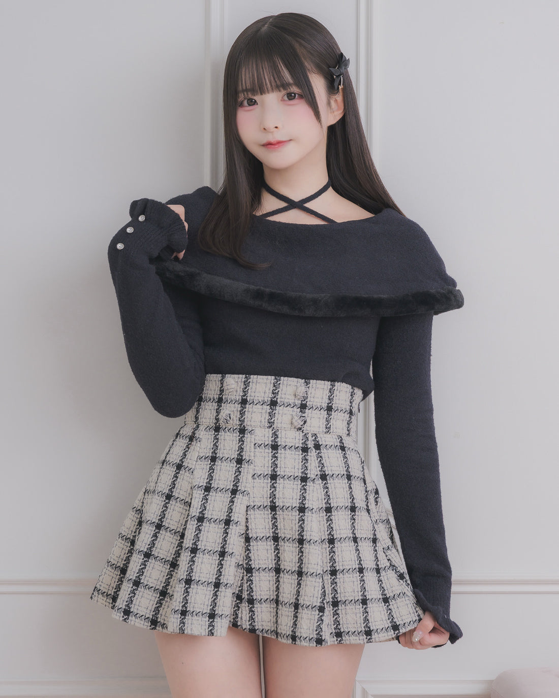 モデル身長：158cm/着用カラー:ブラック