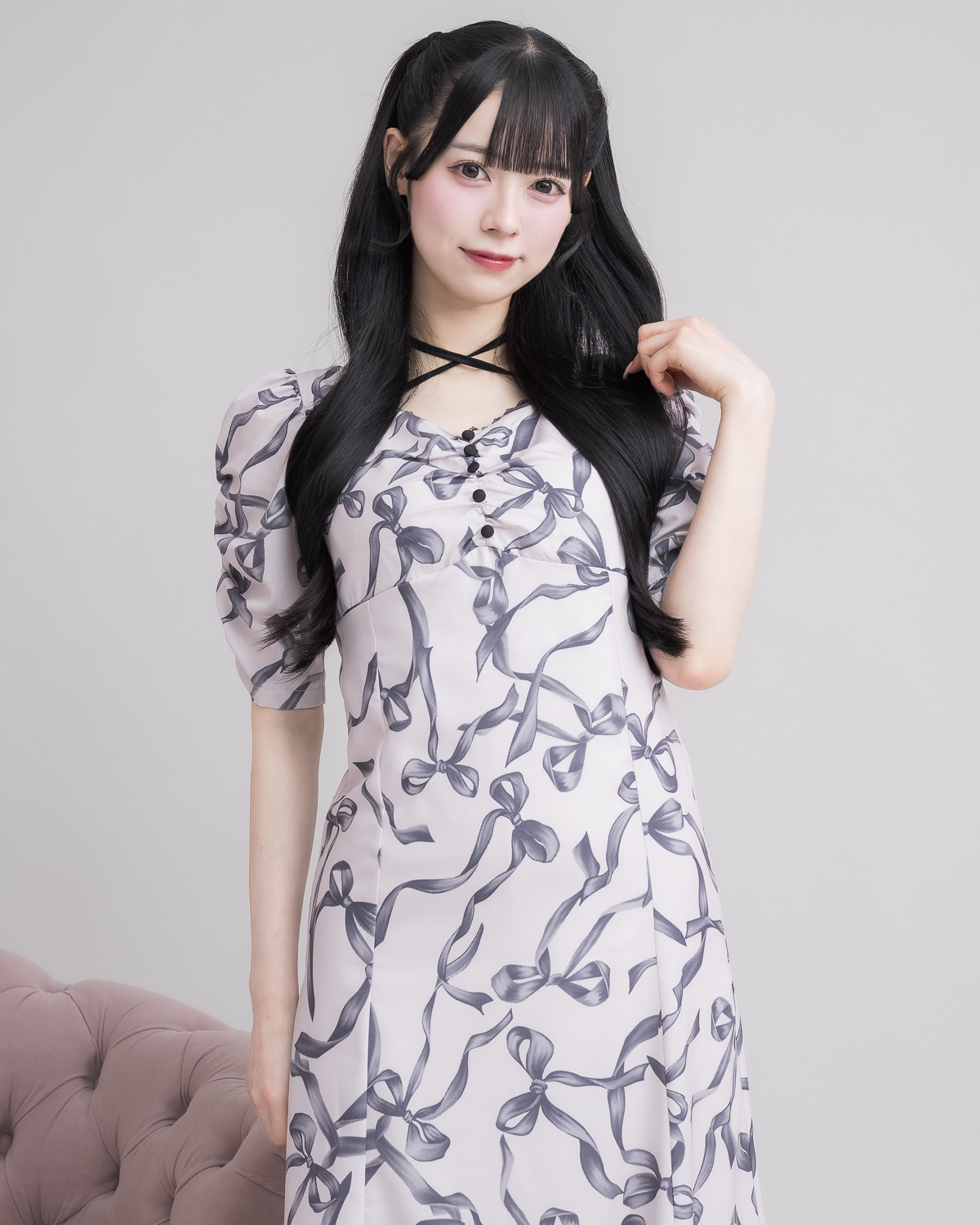 モデル身長:155cm/着用カラー:ピンク