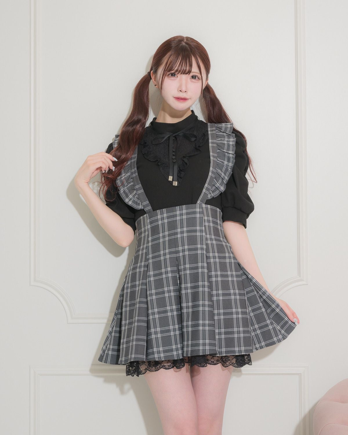 モデル身長:161cm/着用カラー:グレーチェック