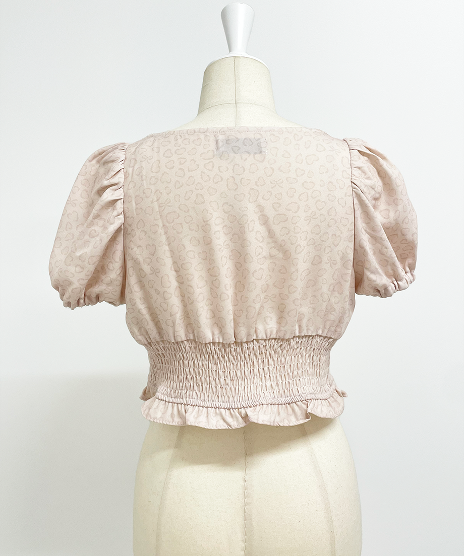 piumハートリボンレオパード柄ブラウス