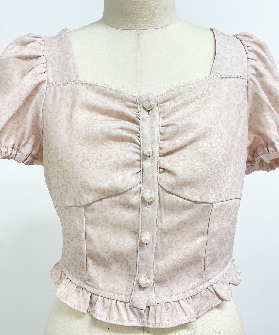 piumハートリボンレオパード柄ブラウス