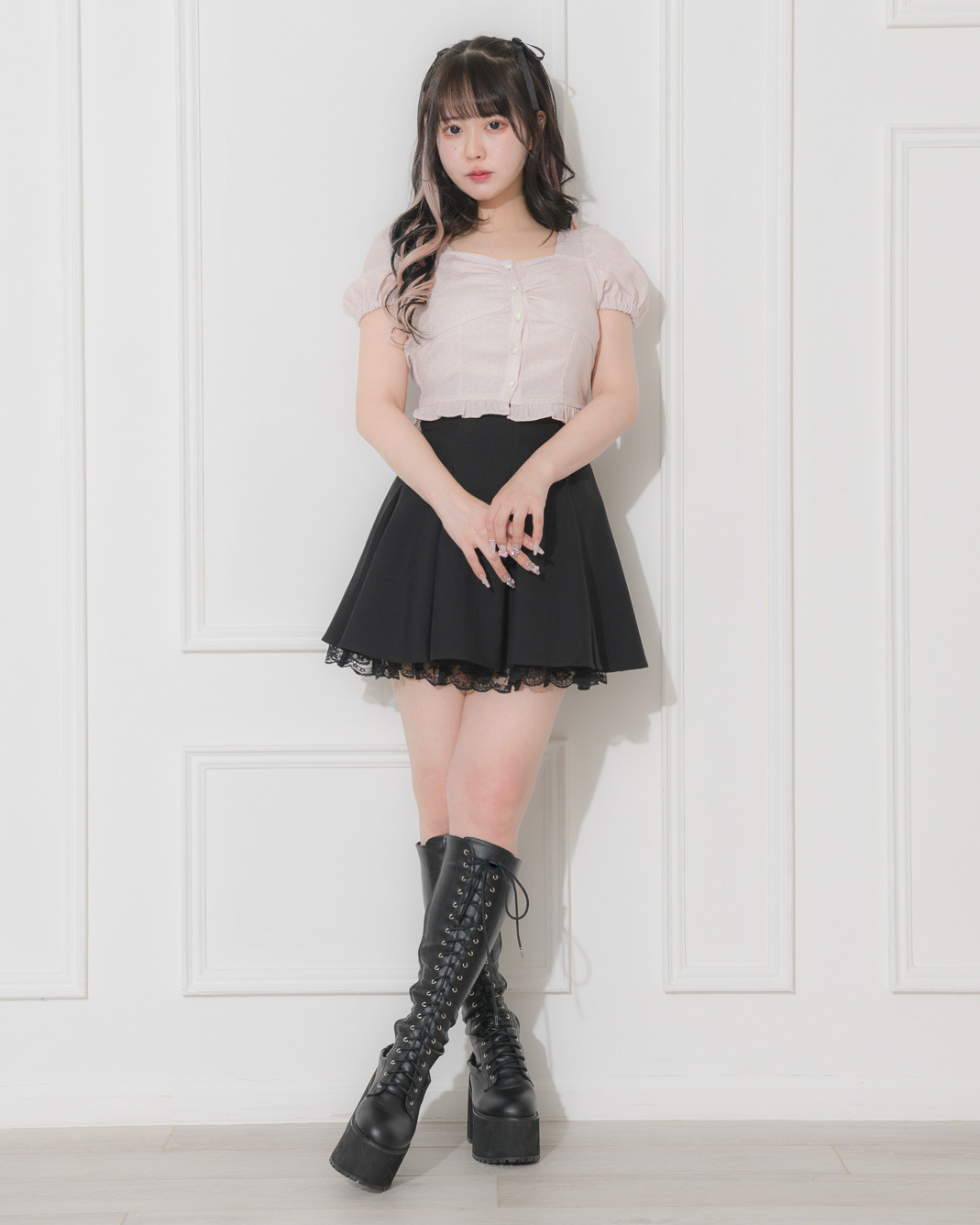 piumハートリボンレオパード柄ブラウス