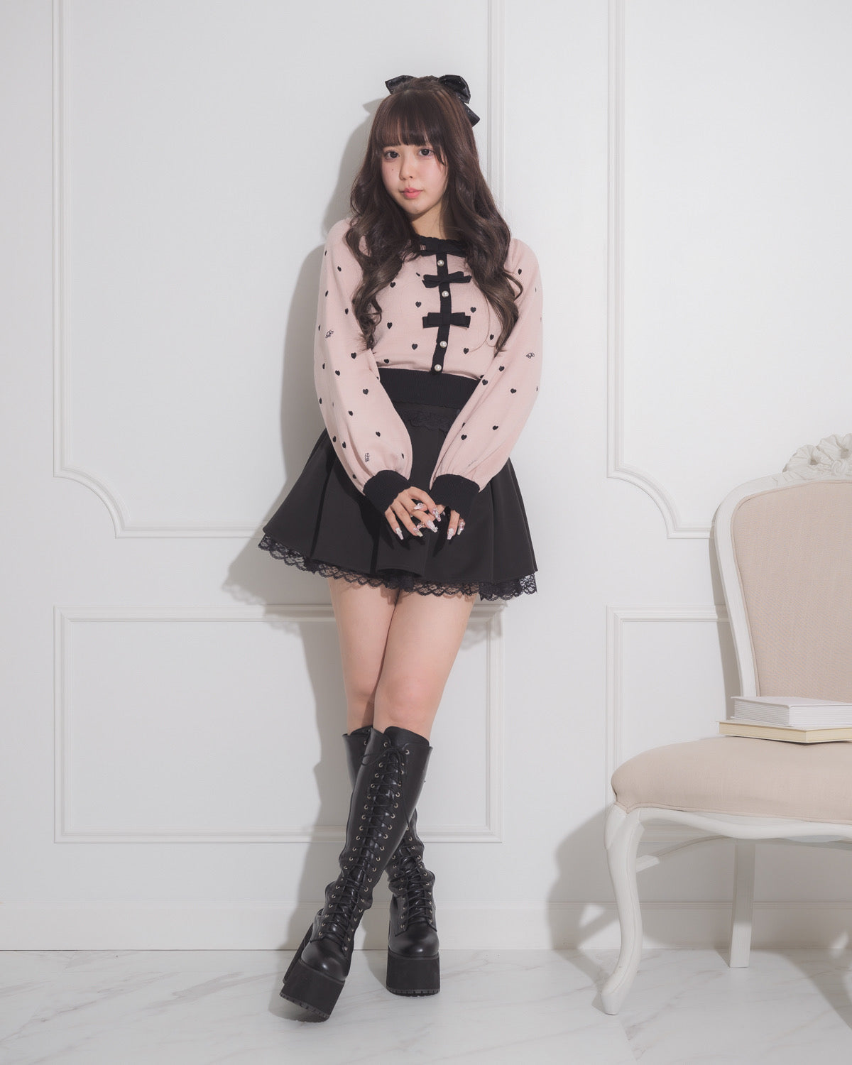 モデル身長:157cm/着用カラー:ピンク×ブラック